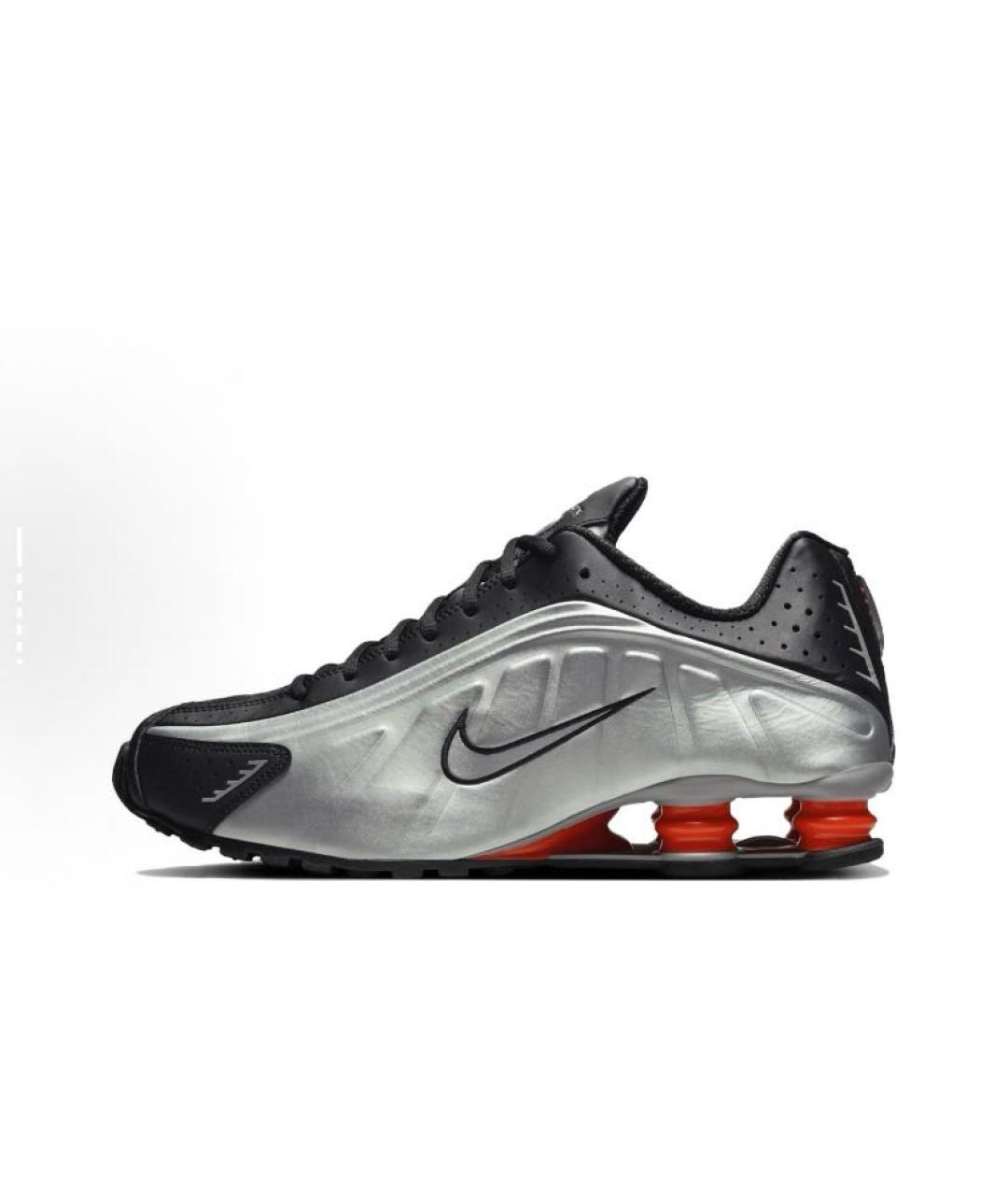 NIKE Серебряные кожаные низкие кроссовки / кеды, фото 2