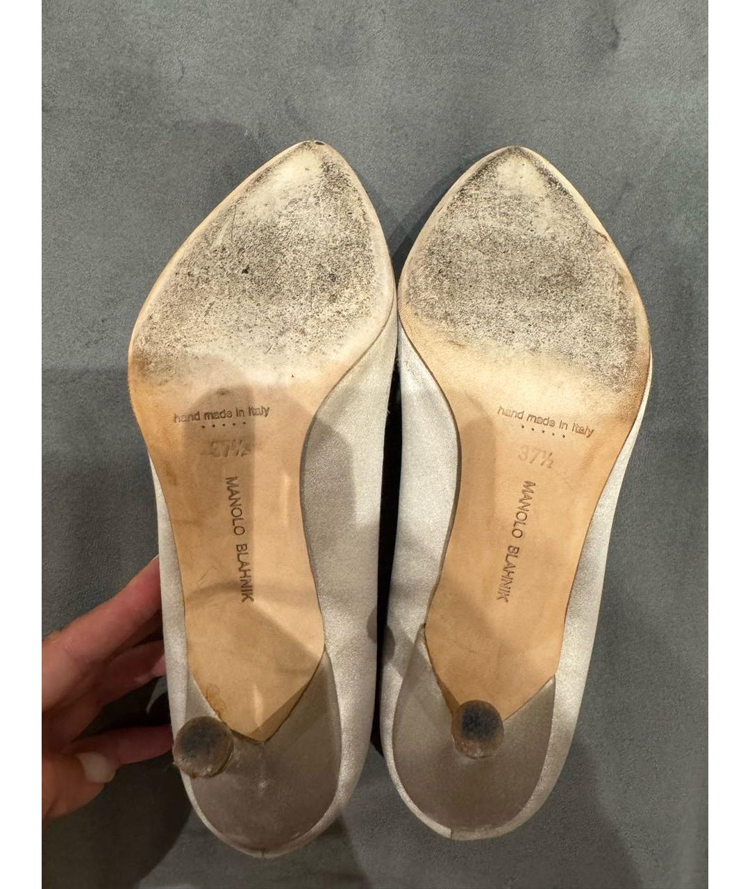 MANOLO BLAHNIK Серые текстильные туфли, фото 3