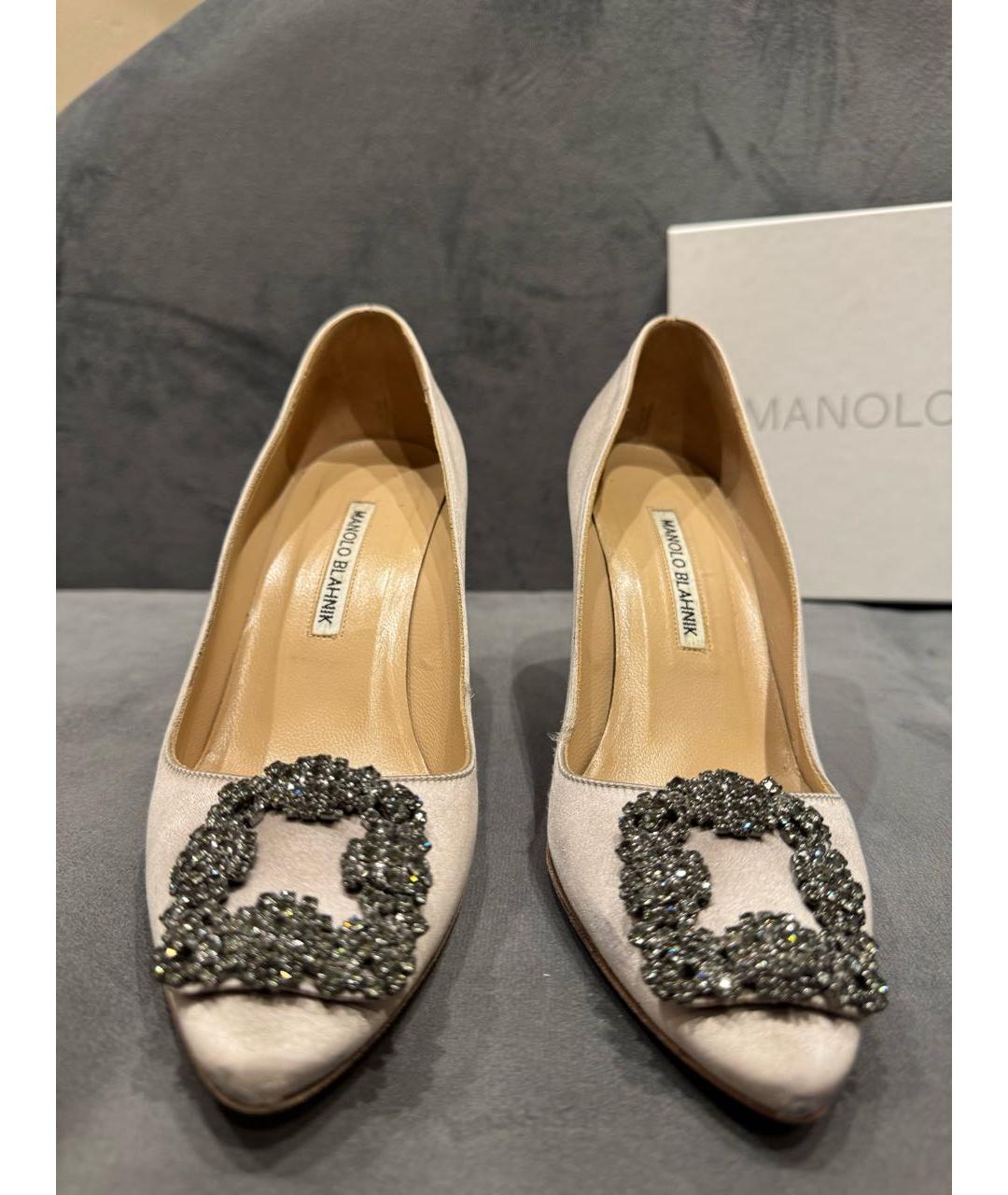 MANOLO BLAHNIK Серые текстильные туфли, фото 2