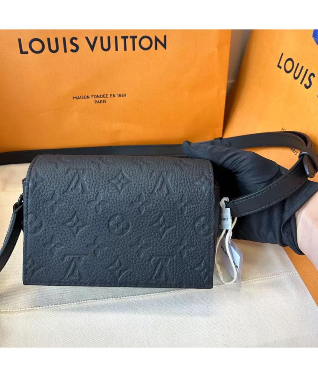 LOUIS VUITTON Черная кожаная сумка на плечо, фото 3