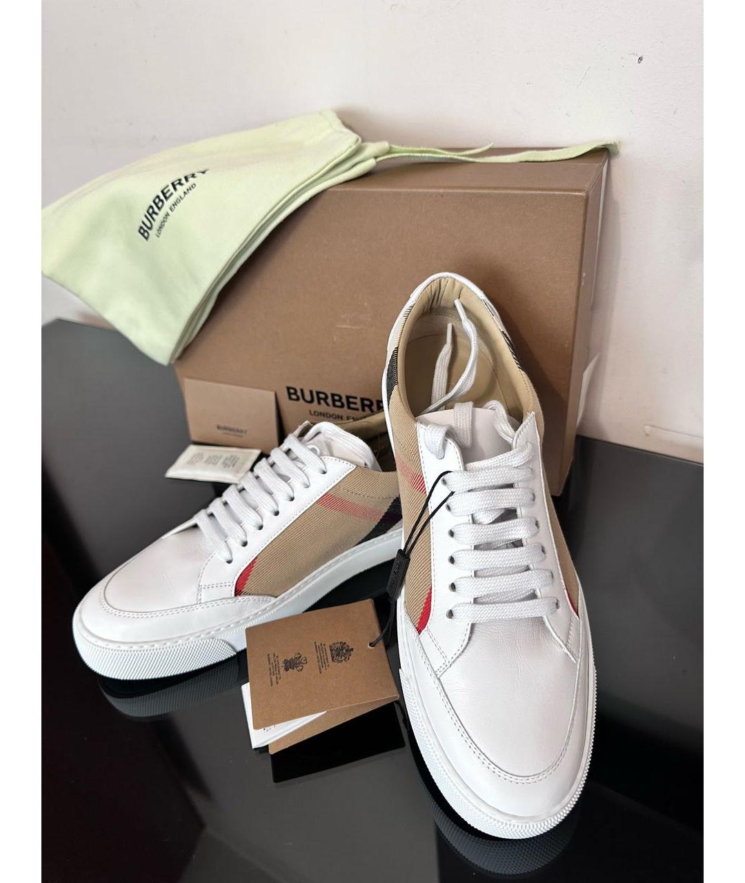 BURBERRY Белые кожаные кеды, фото 2