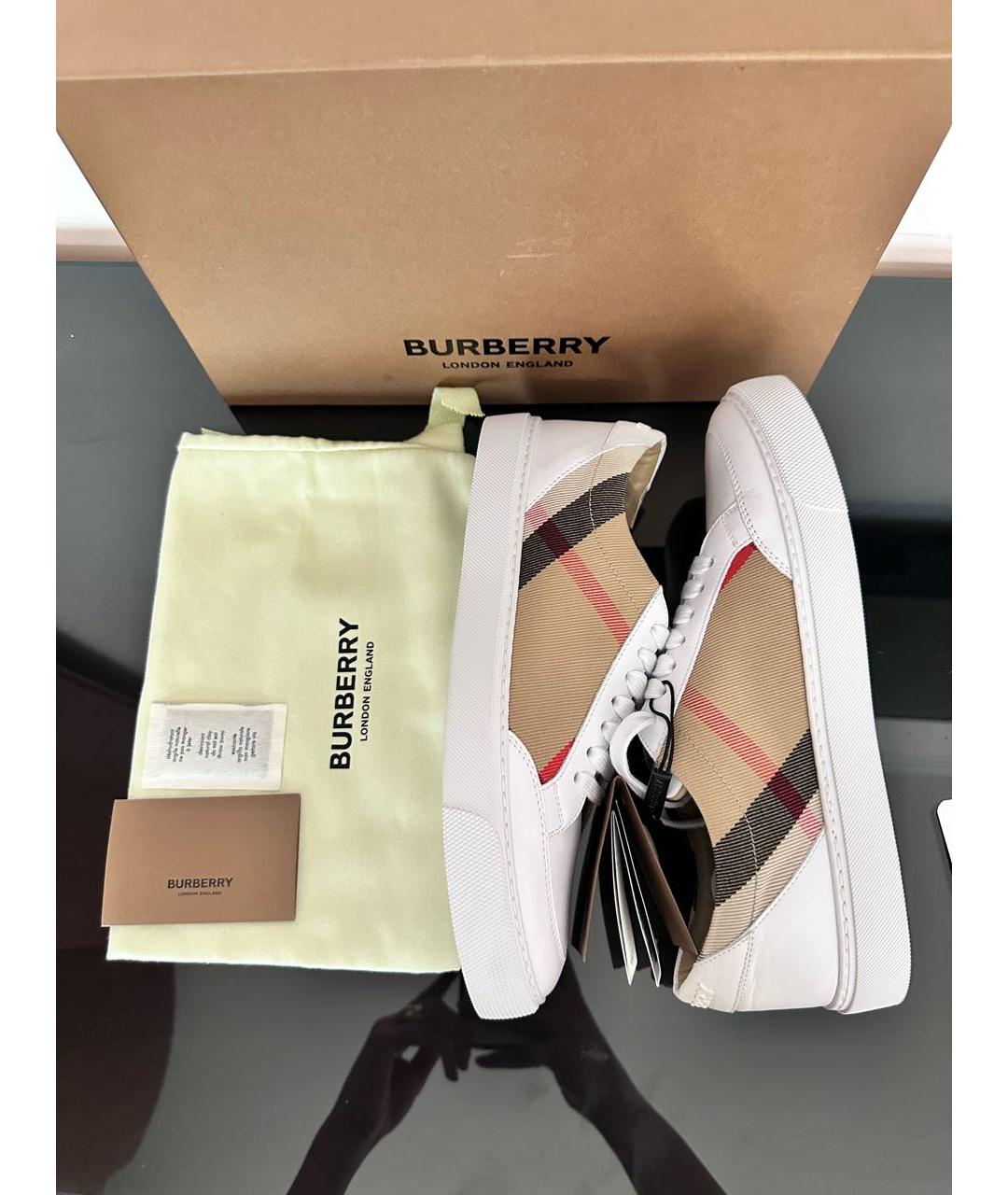 BURBERRY Белые кожаные кеды, фото 4