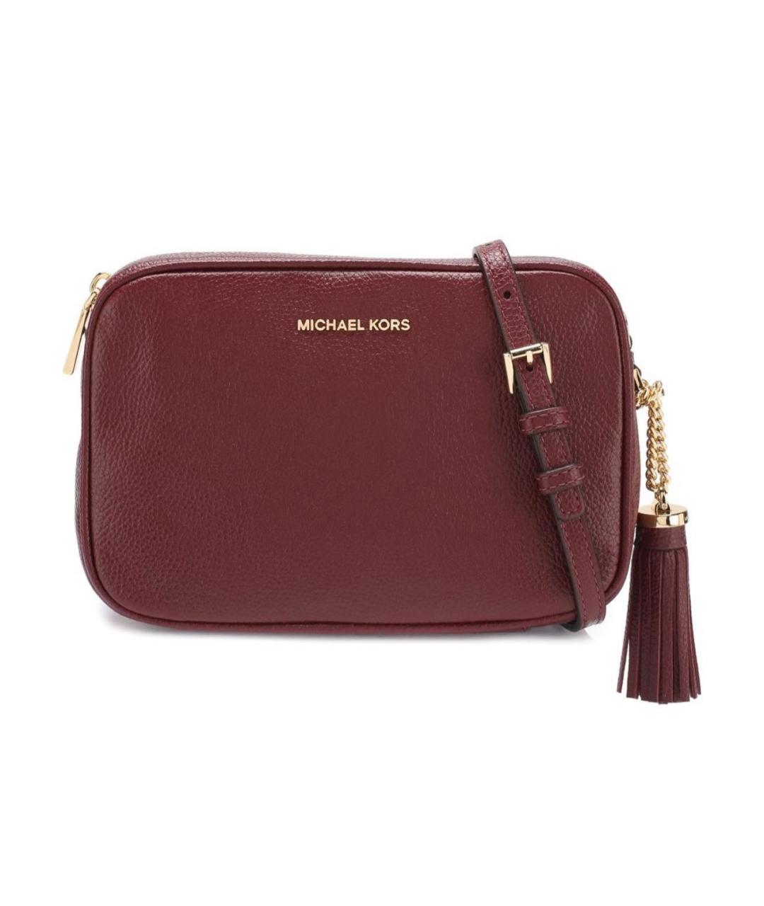 MICHAEL KORS Бордовая кожаная сумка через плечо, фото 4