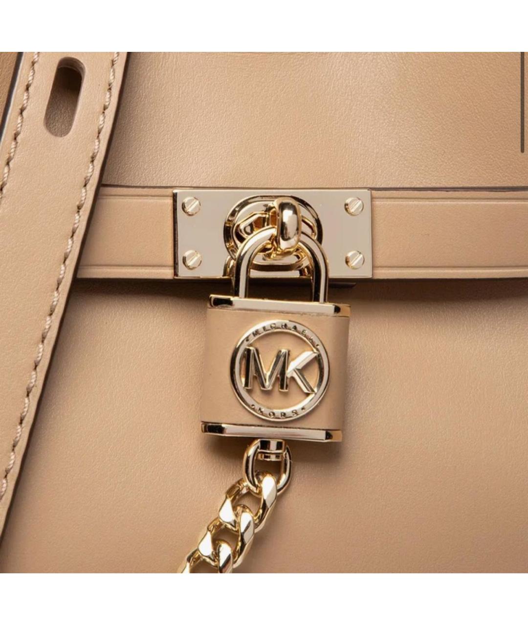 MICHAEL KORS Бежевая кожаная сумка через плечо, фото 2