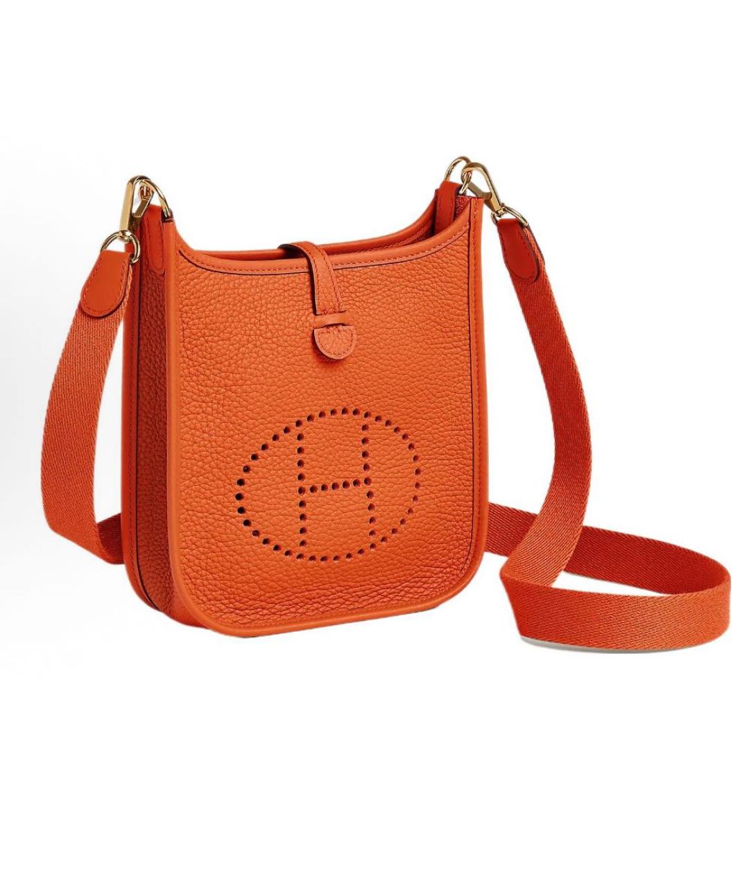 HERMES Оранжевая кожаная сумка через плечо, фото 2