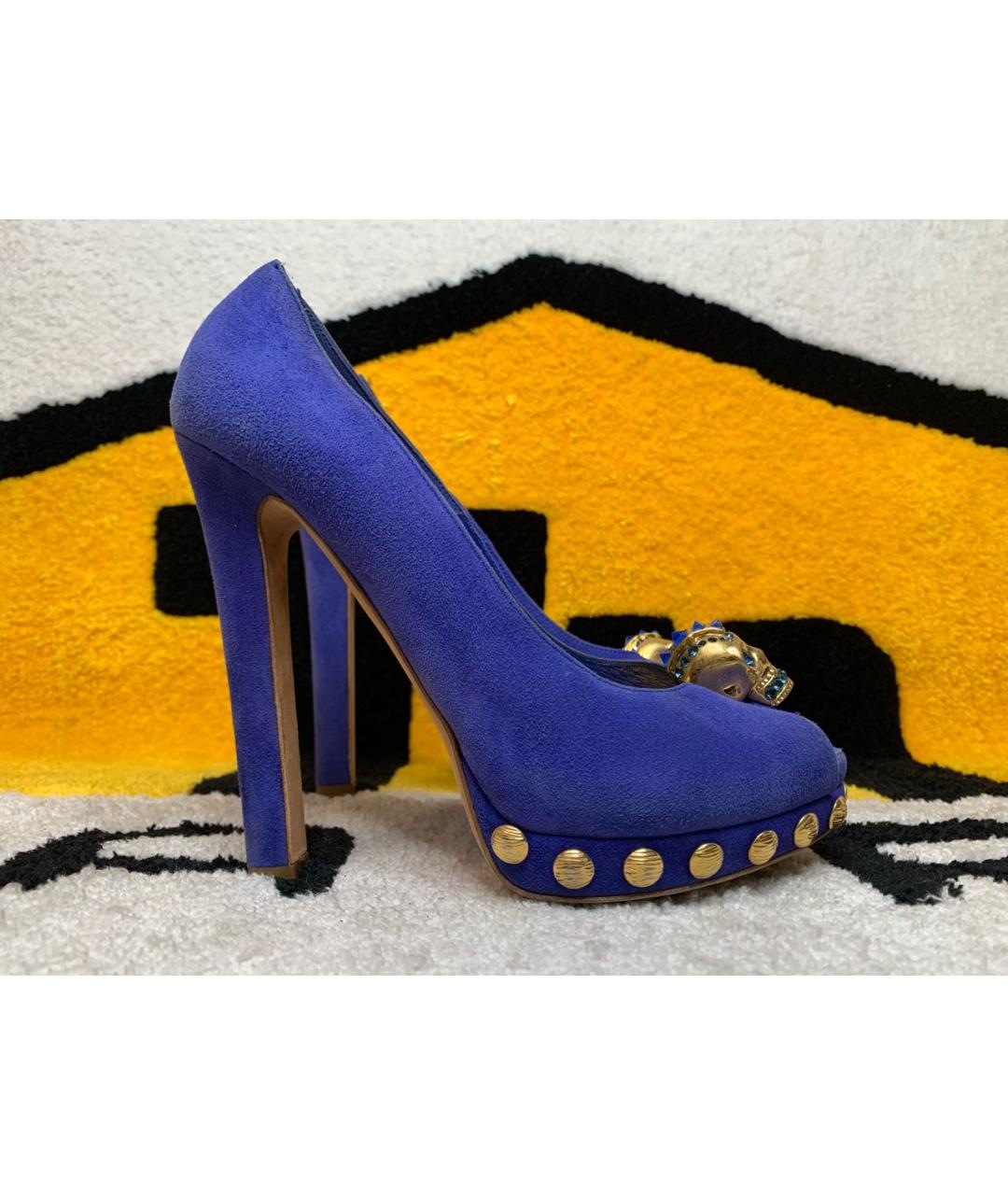 ALEXANDER MCQUEEN Синие замшевые туфли, фото 9