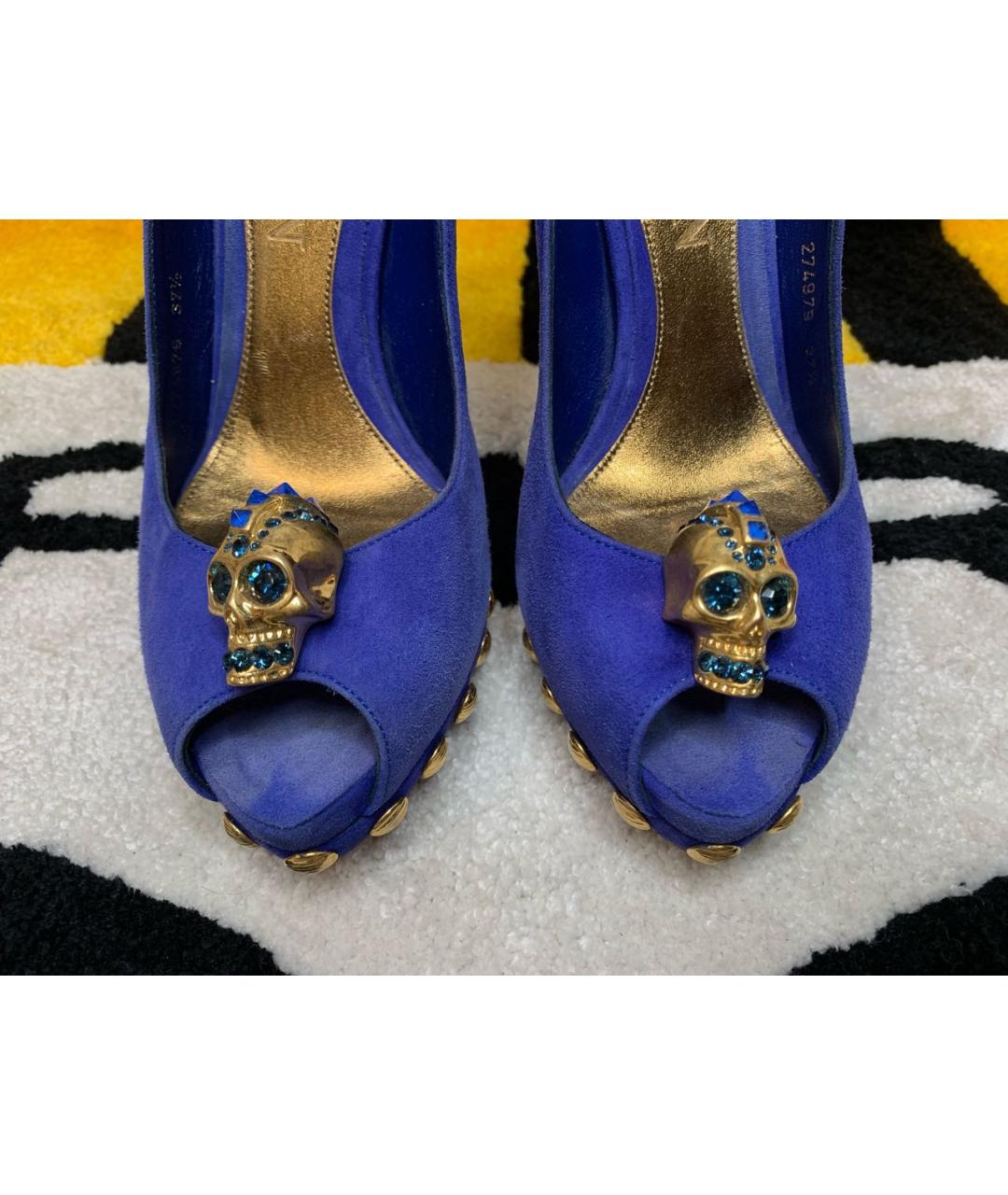 ALEXANDER MCQUEEN Синие замшевые туфли, фото 6