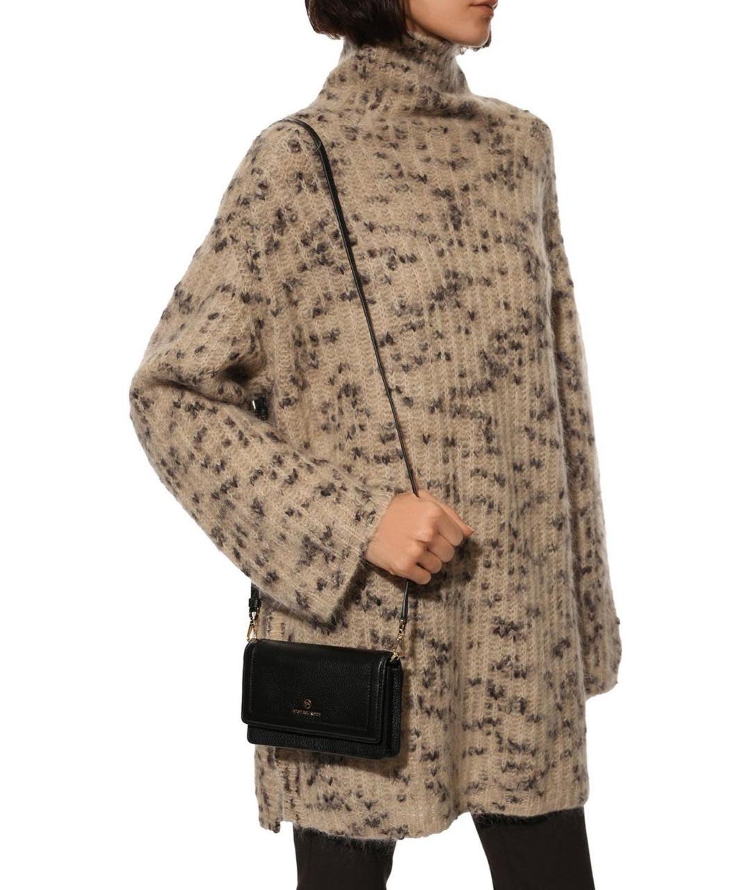 MICHAEL KORS Черная кожаная сумка через плечо, фото 2