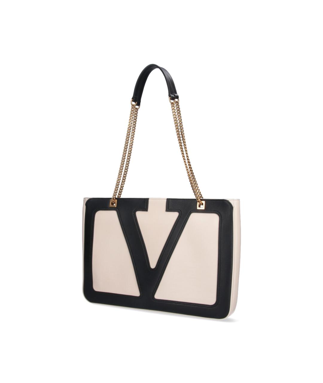 VALENTINO Бежевая кожаная сумка тоут, фото 2
