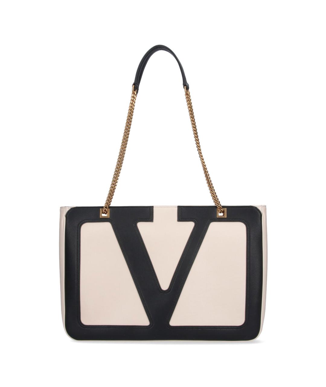 VALENTINO Бежевая кожаная сумка тоут, фото 1