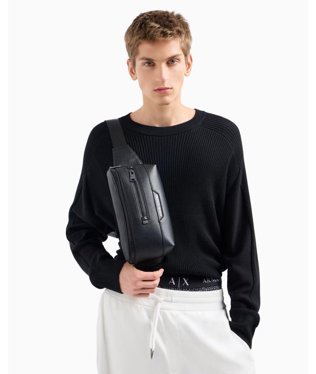 ARMANI EXCHANGE Черная поясная сумка из искусственной кожи, фото 6