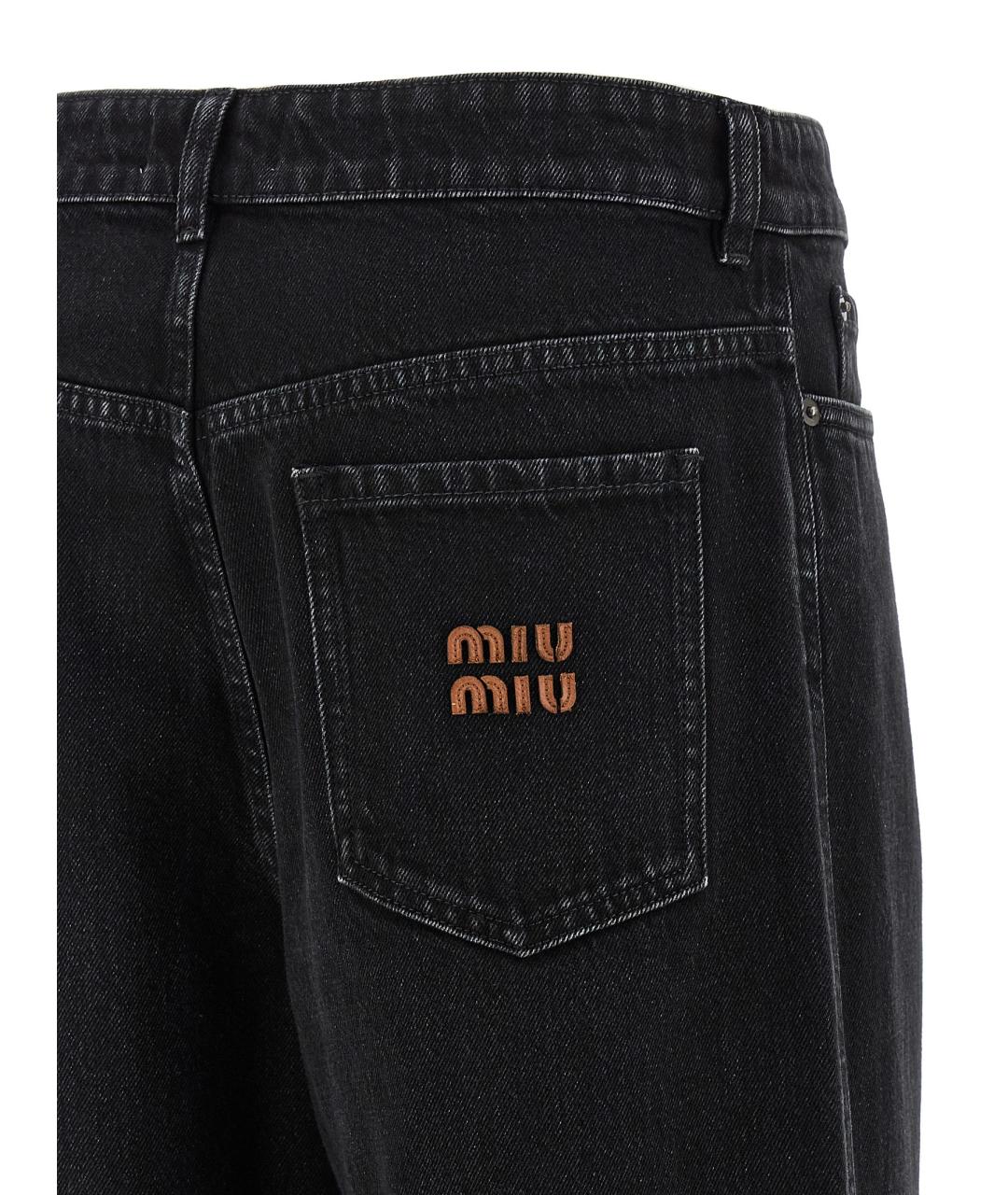 MIU MIU Черные хлопковые прямые джинсы, фото 4