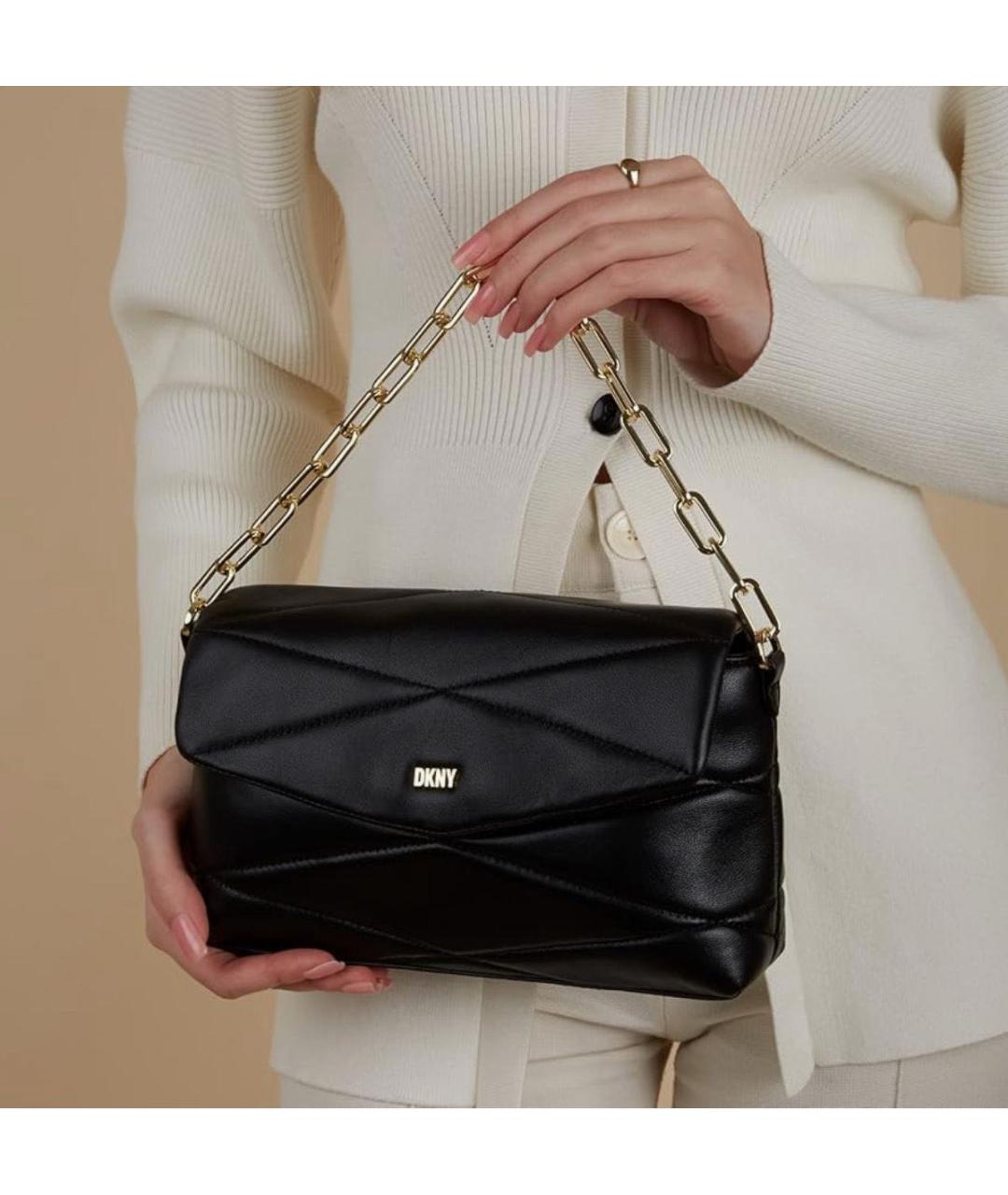 DKNY Черная кожаная сумка через плечо, фото 3