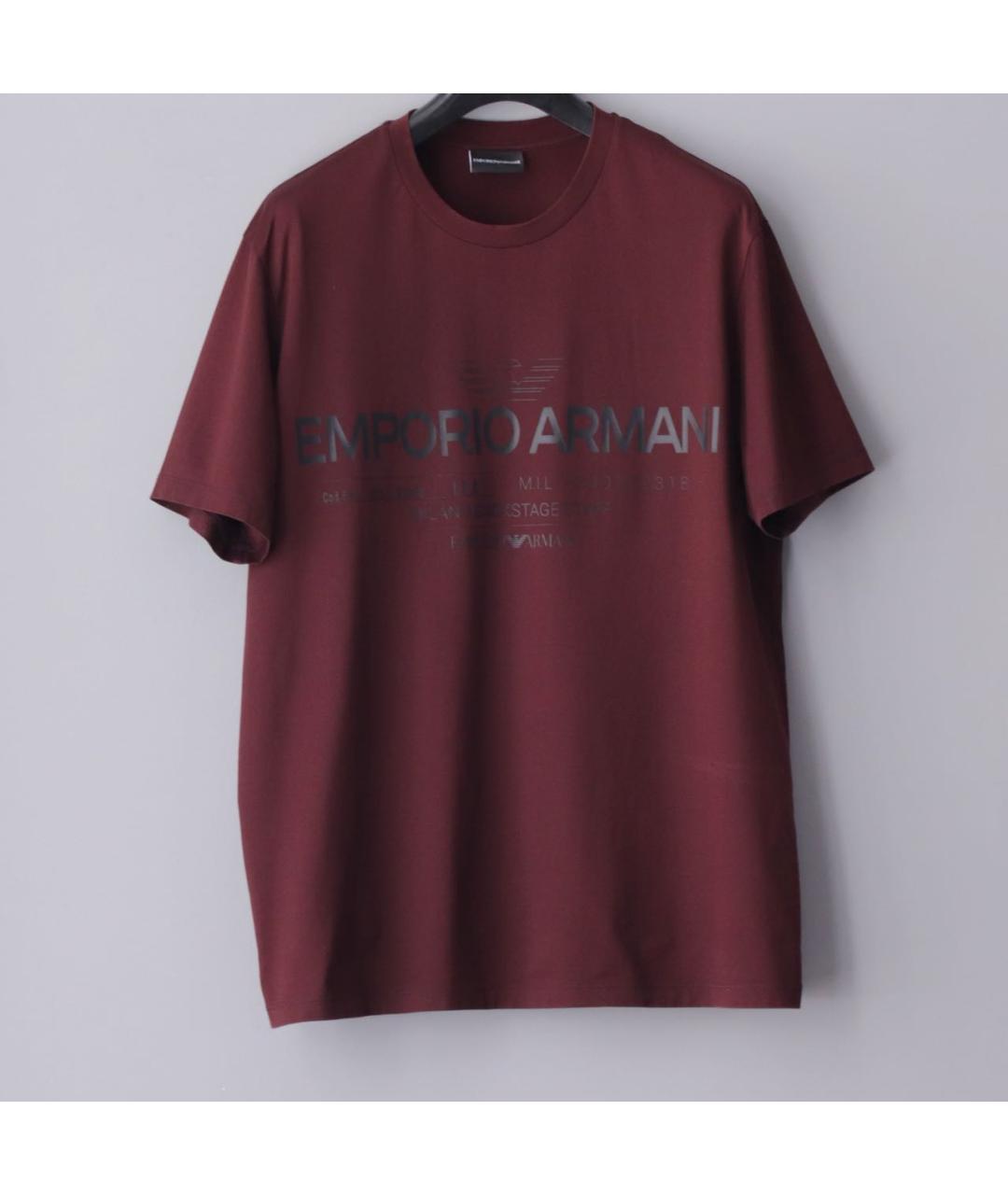 EMPORIO ARMANI Бордовая футболка, фото 8