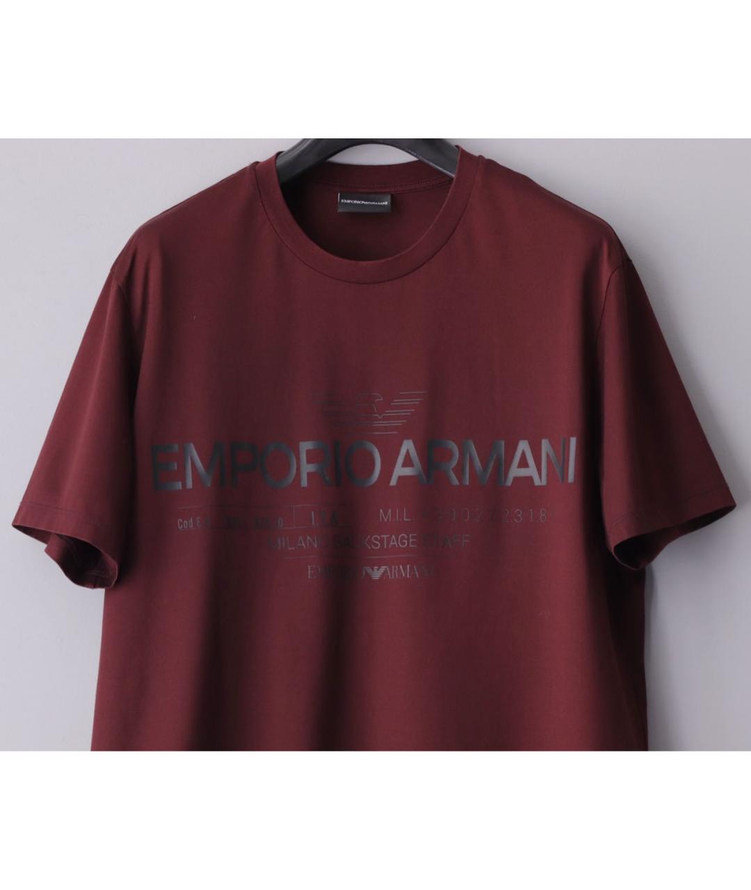 EMPORIO ARMANI Бордовая футболка, фото 4