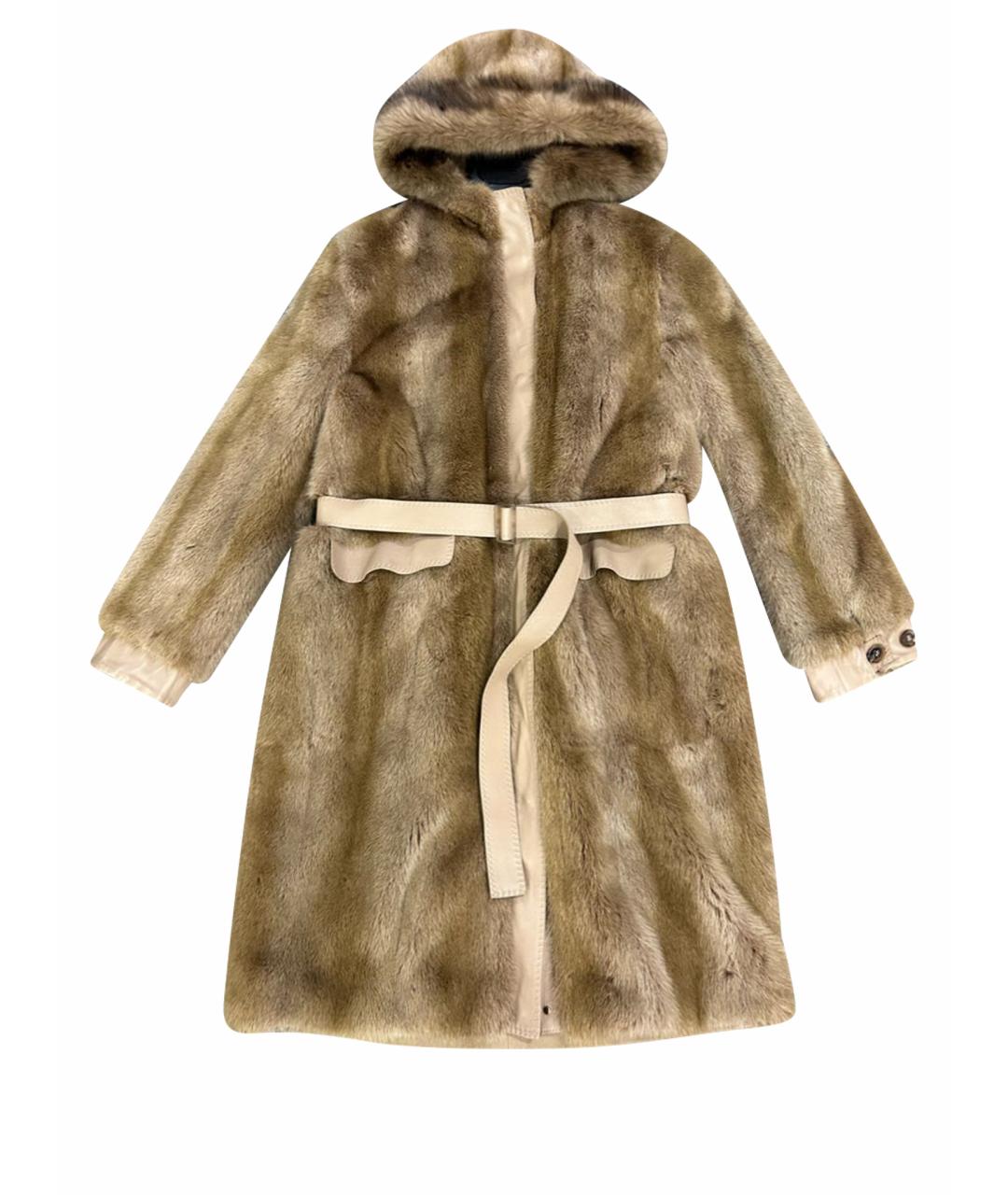 LORO PIANA Золотая меховая шуба, фото 1