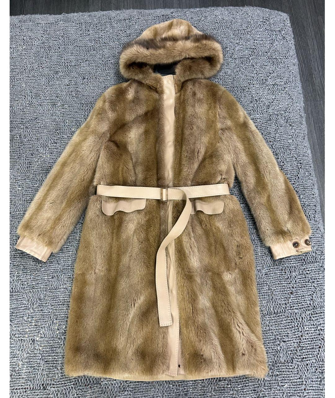 LORO PIANA Золотая меховая шуба, фото 8