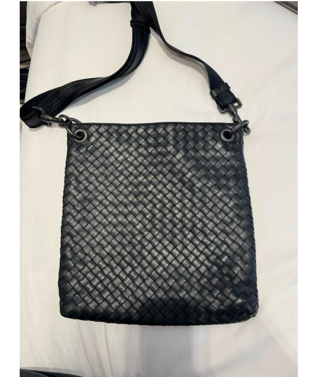 BOTTEGA VENETA Черная кожаная сумка на плечо, фото 2