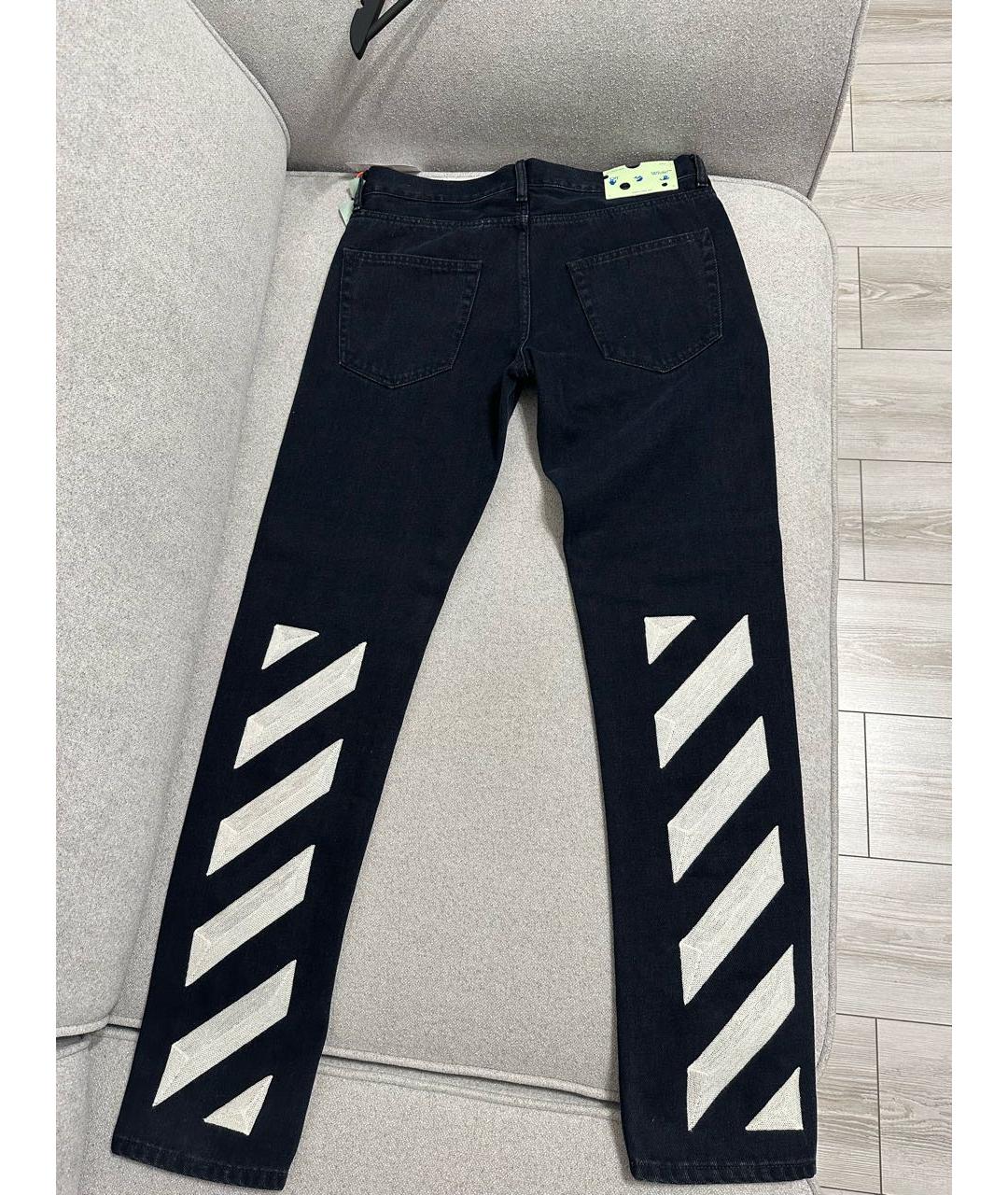 OFF-WHITE Черные хлопковые прямые джинсы, фото 2