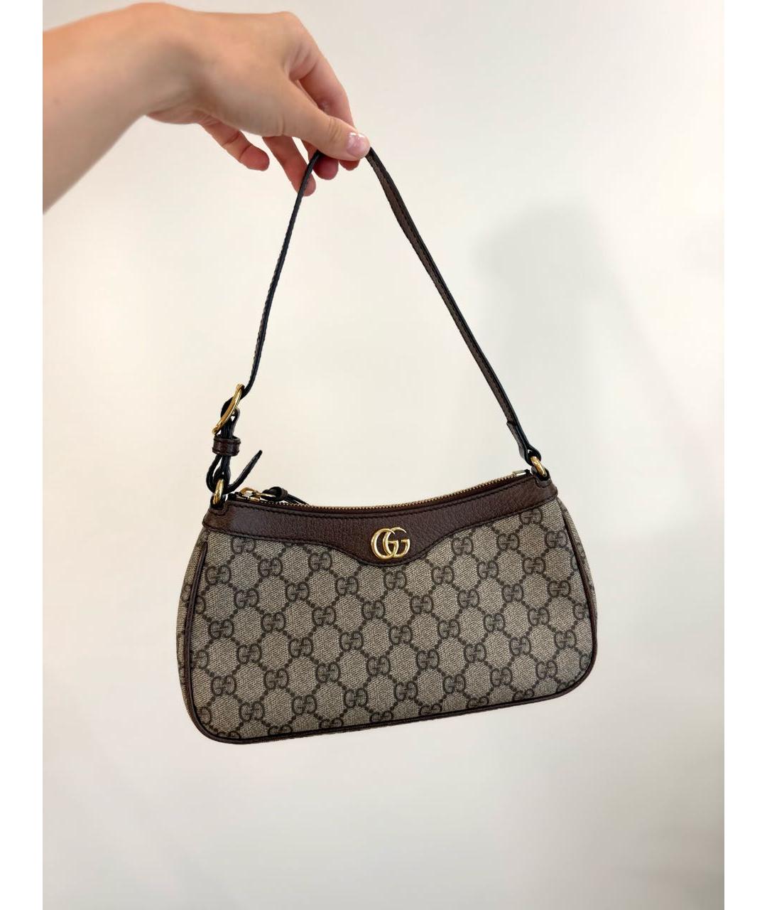 GUCCI Коричневая кожаная сумка с короткими ручками, фото 5