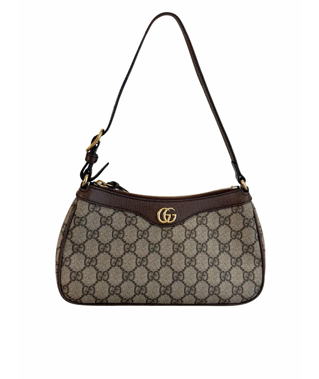 GUCCI Коричневая кожаная сумка с короткими ручками, фото 1