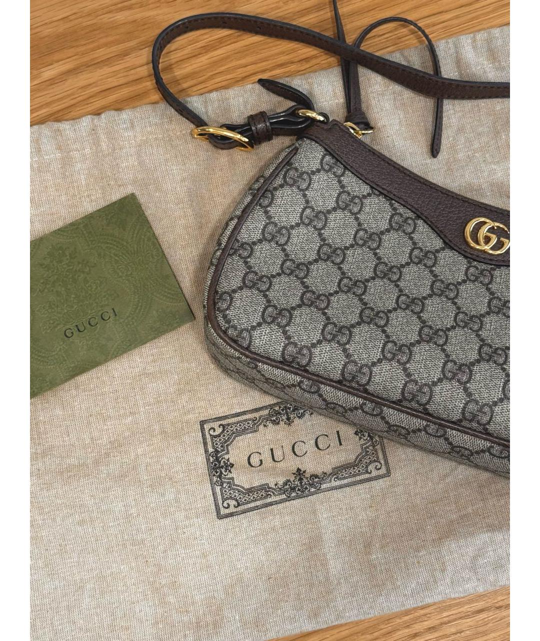 GUCCI Коричневая кожаная сумка с короткими ручками, фото 4