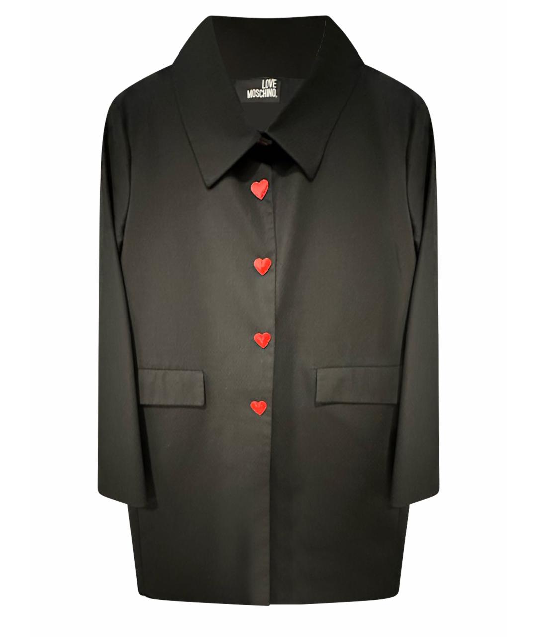 LOVE MOSCHINO Черное хлопковое пальто, фото 1