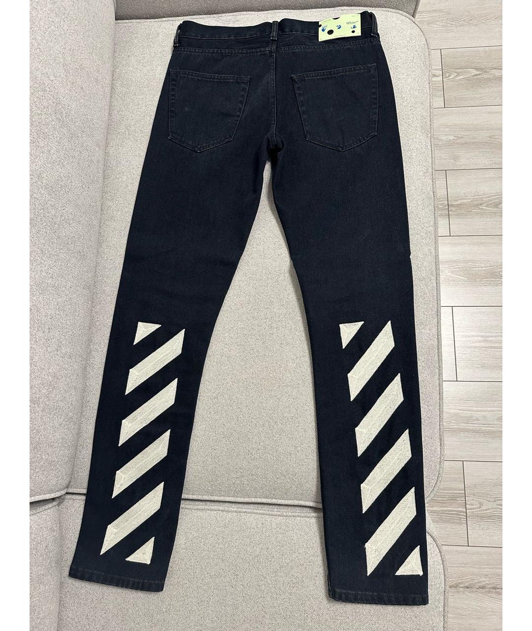 OFF-WHITE Черные хлопковые прямые джинсы, фото 2