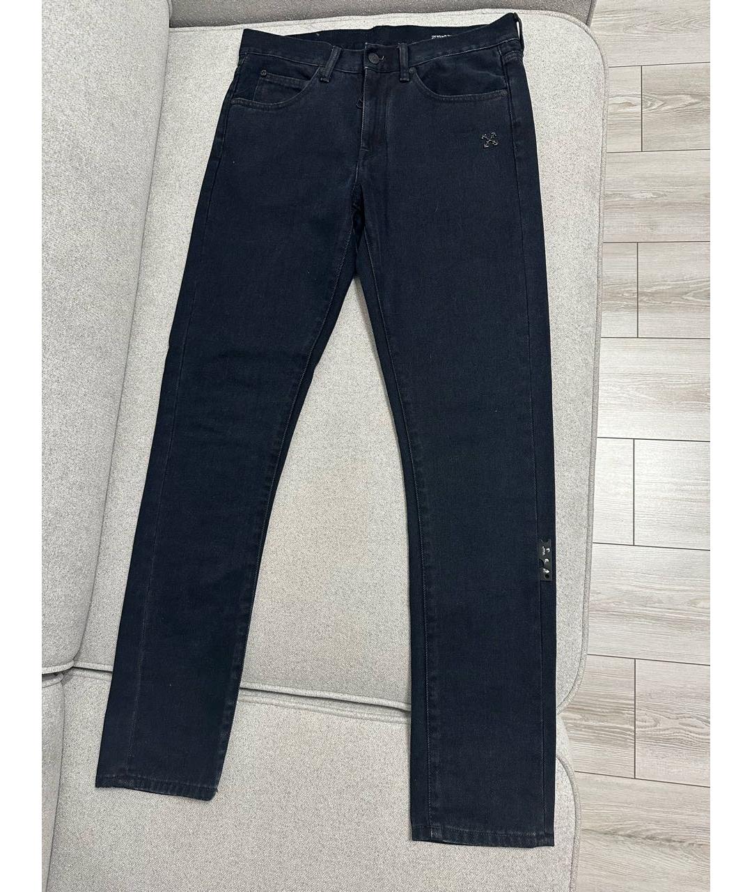 OFF-WHITE Черные хлопковые прямые джинсы, фото 4