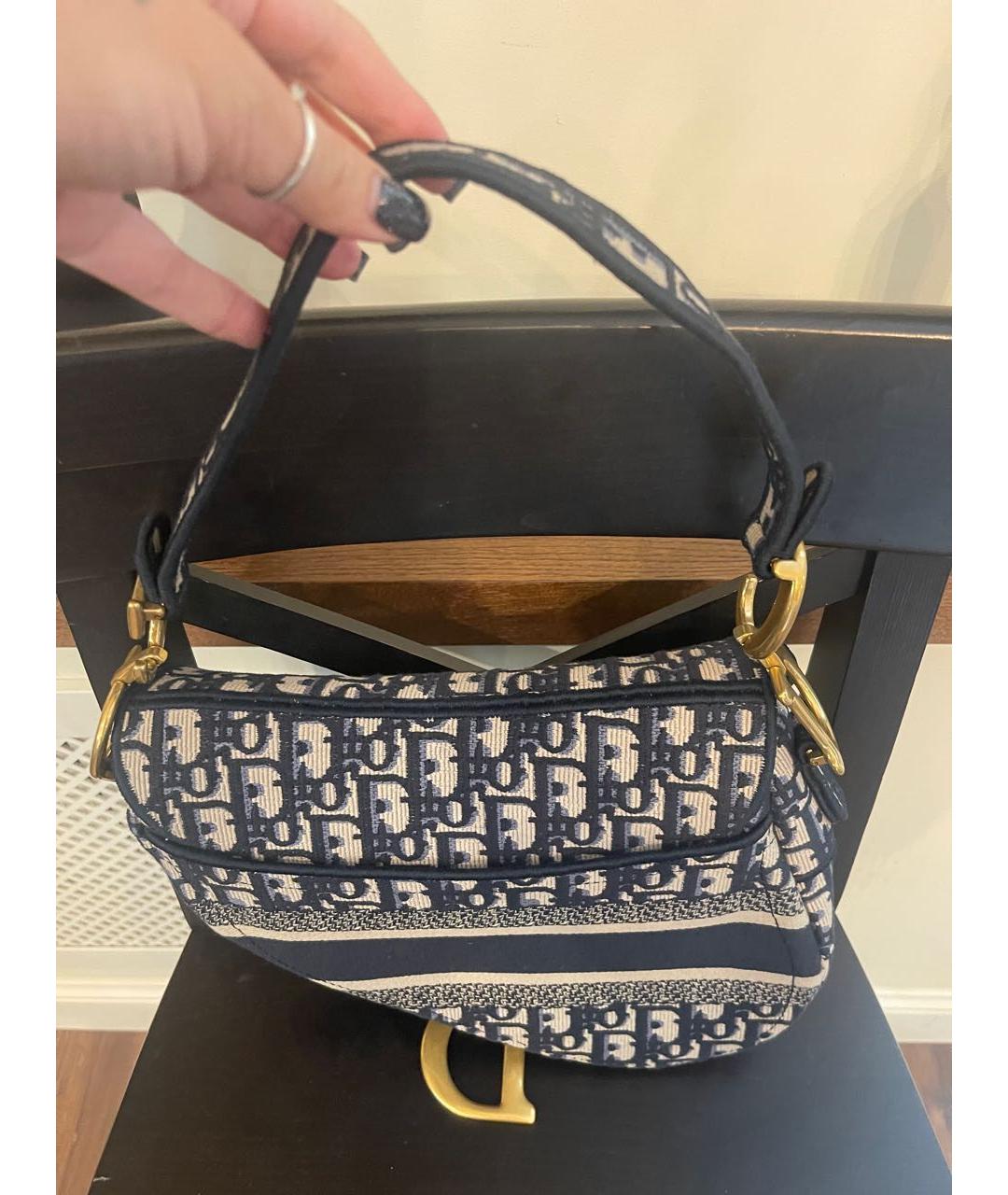 CHRISTIAN DIOR Синяя жаккардовая сумка с короткими ручками, фото 3