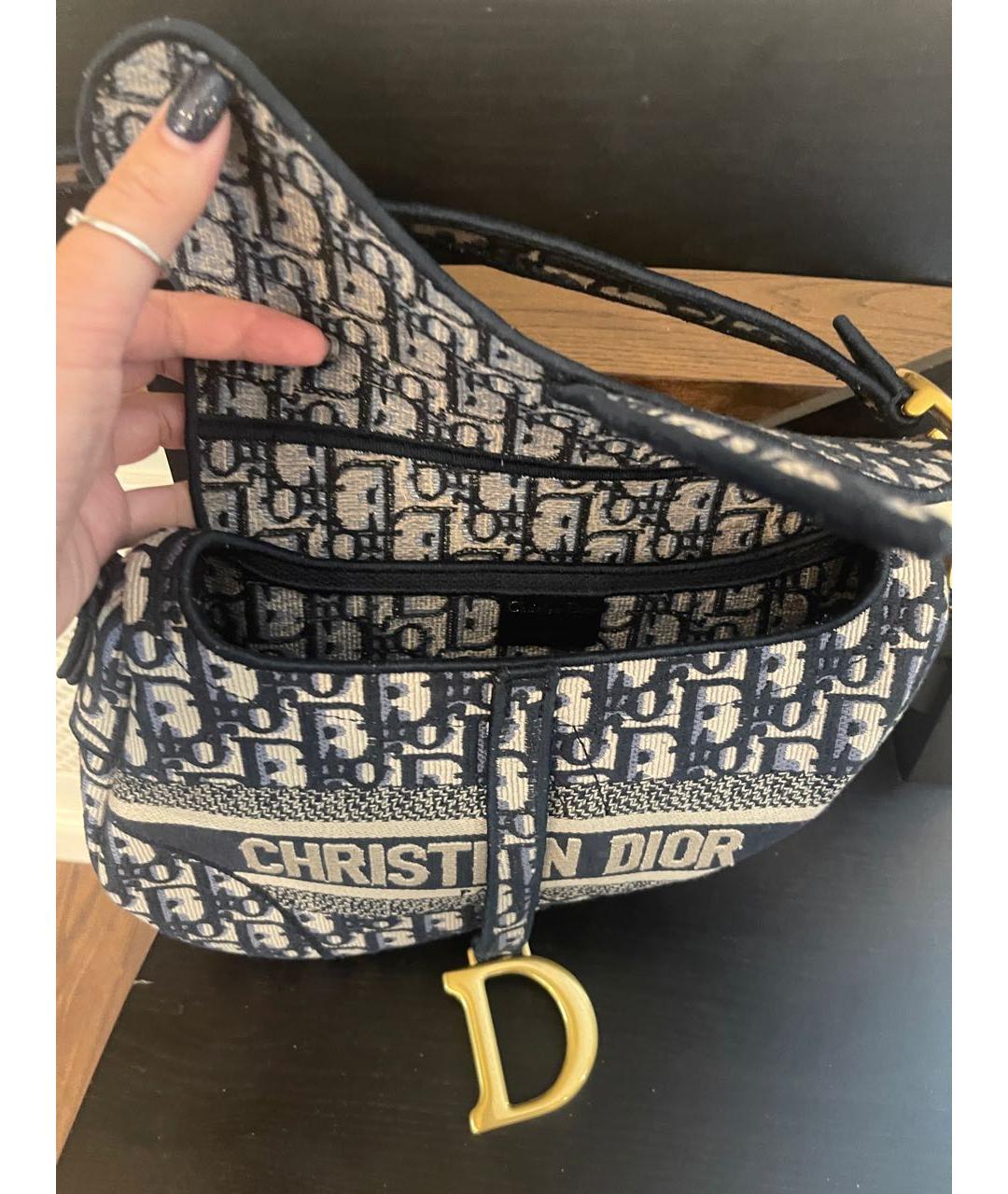 CHRISTIAN DIOR Синяя жаккардовая сумка с короткими ручками, фото 4