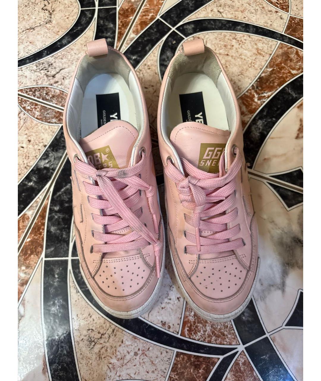 GOLDEN GOOSE DELUXE BRAND Розовые кожаные кроссовки, фото 2