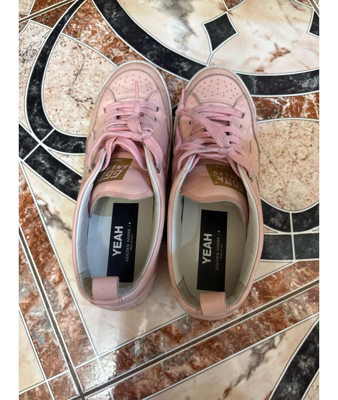 GOLDEN GOOSE DELUXE BRAND Розовые кожаные кроссовки, фото 3