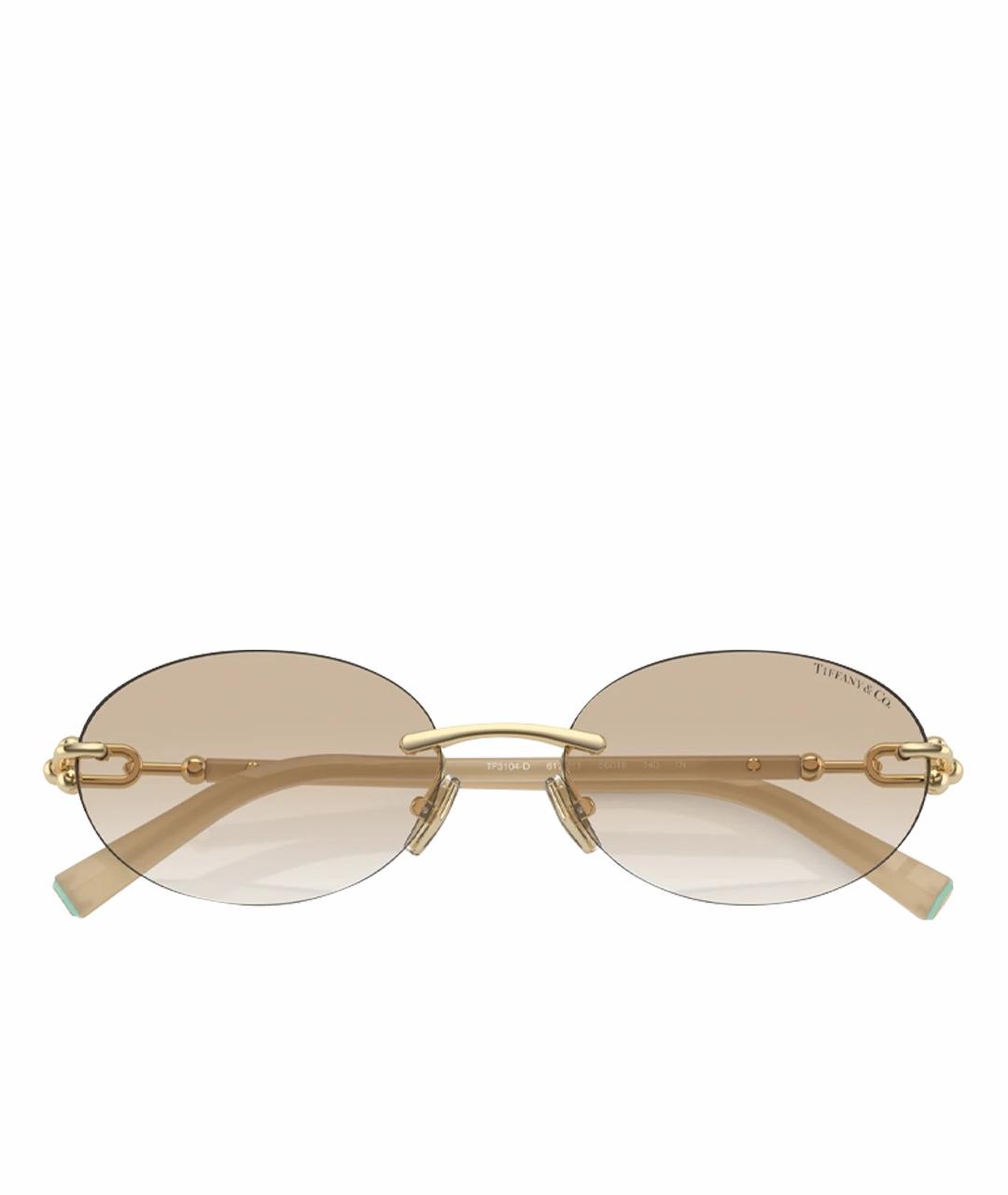 TIFFANY&CO Бежевые металлические солнцезащитные очки, фото 1
