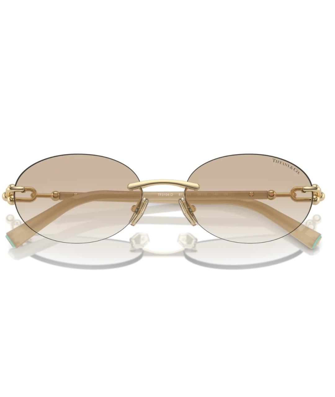 TIFFANY&CO Бежевые металлические солнцезащитные очки, фото 4