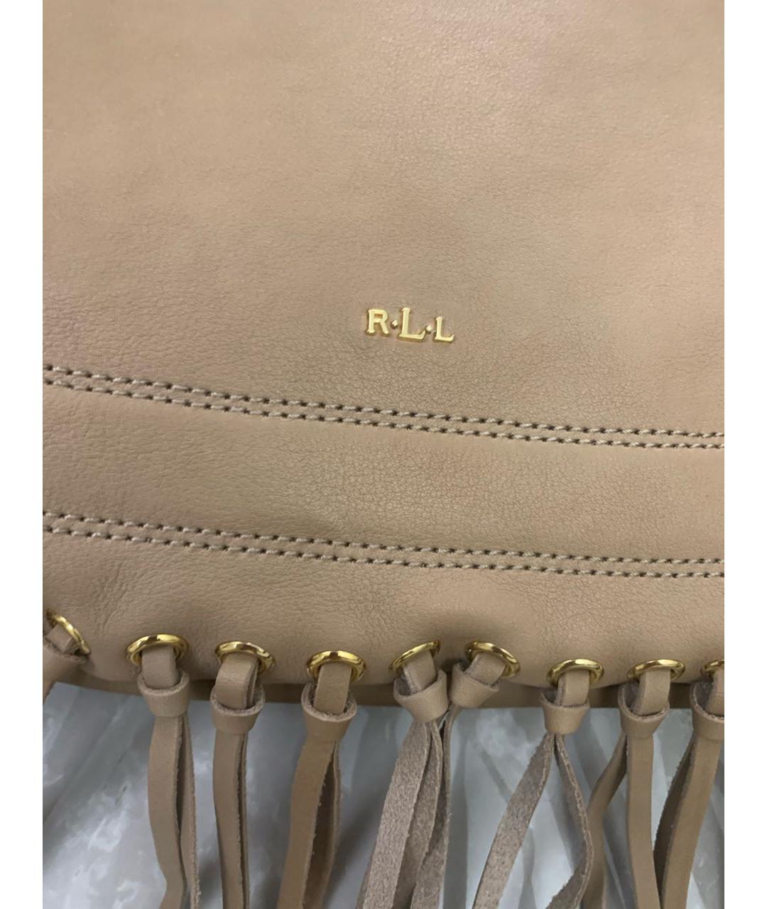 RALPH LAUREN Бежевая кожаная сумка с короткими ручками, фото 6