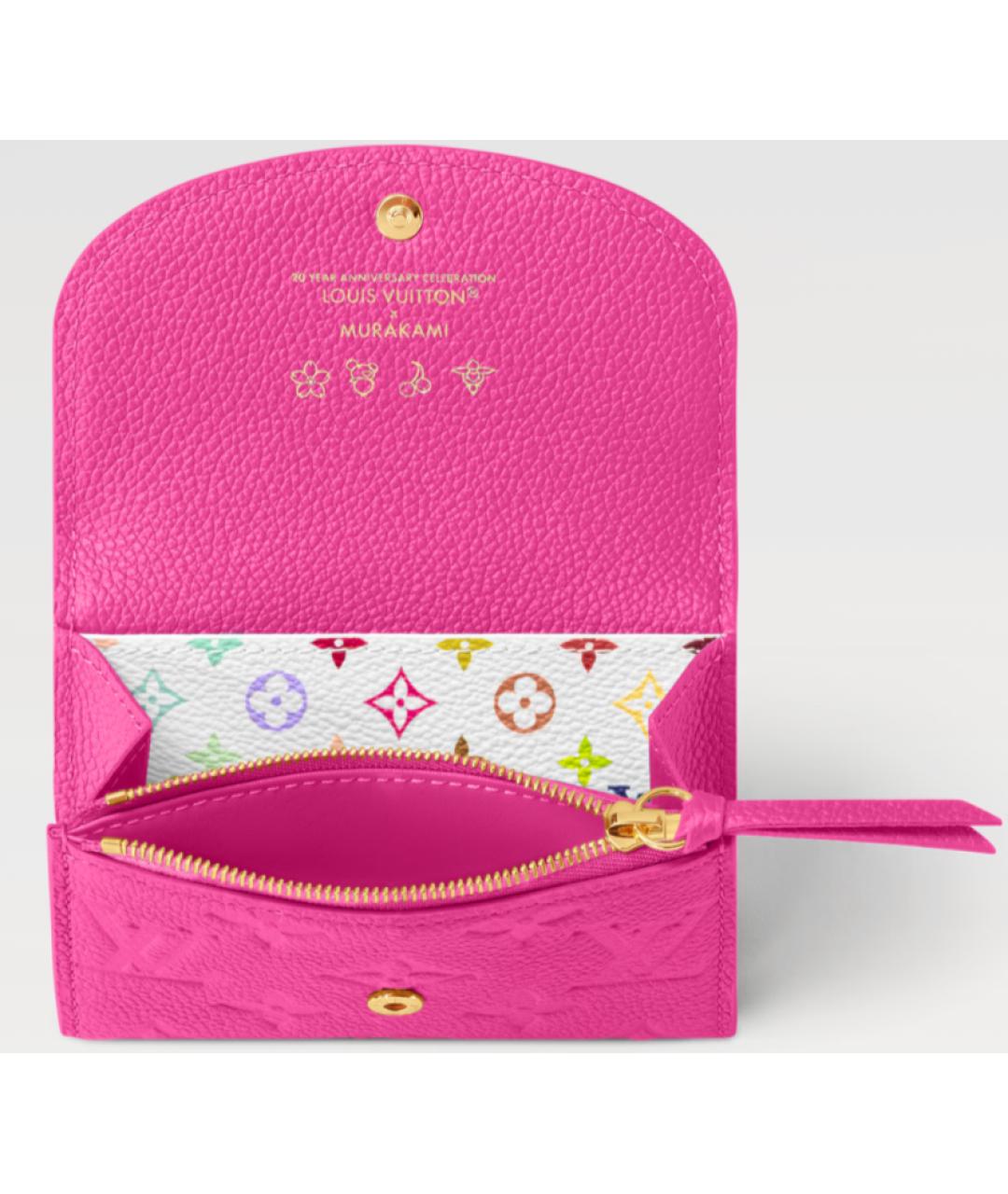 LOUIS VUITTON Розовый кожаный кошелек, фото 4