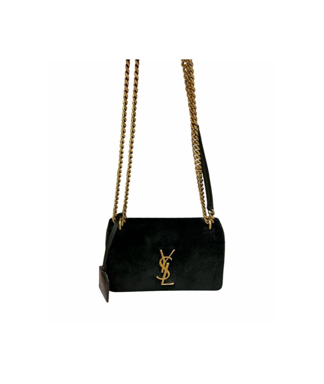 SAINT LAURENT Зеленая бархатная сумка через плечо, фото 2