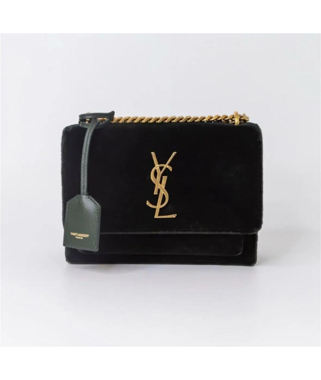 SAINT LAURENT Зеленая бархатная сумка через плечо, фото 3