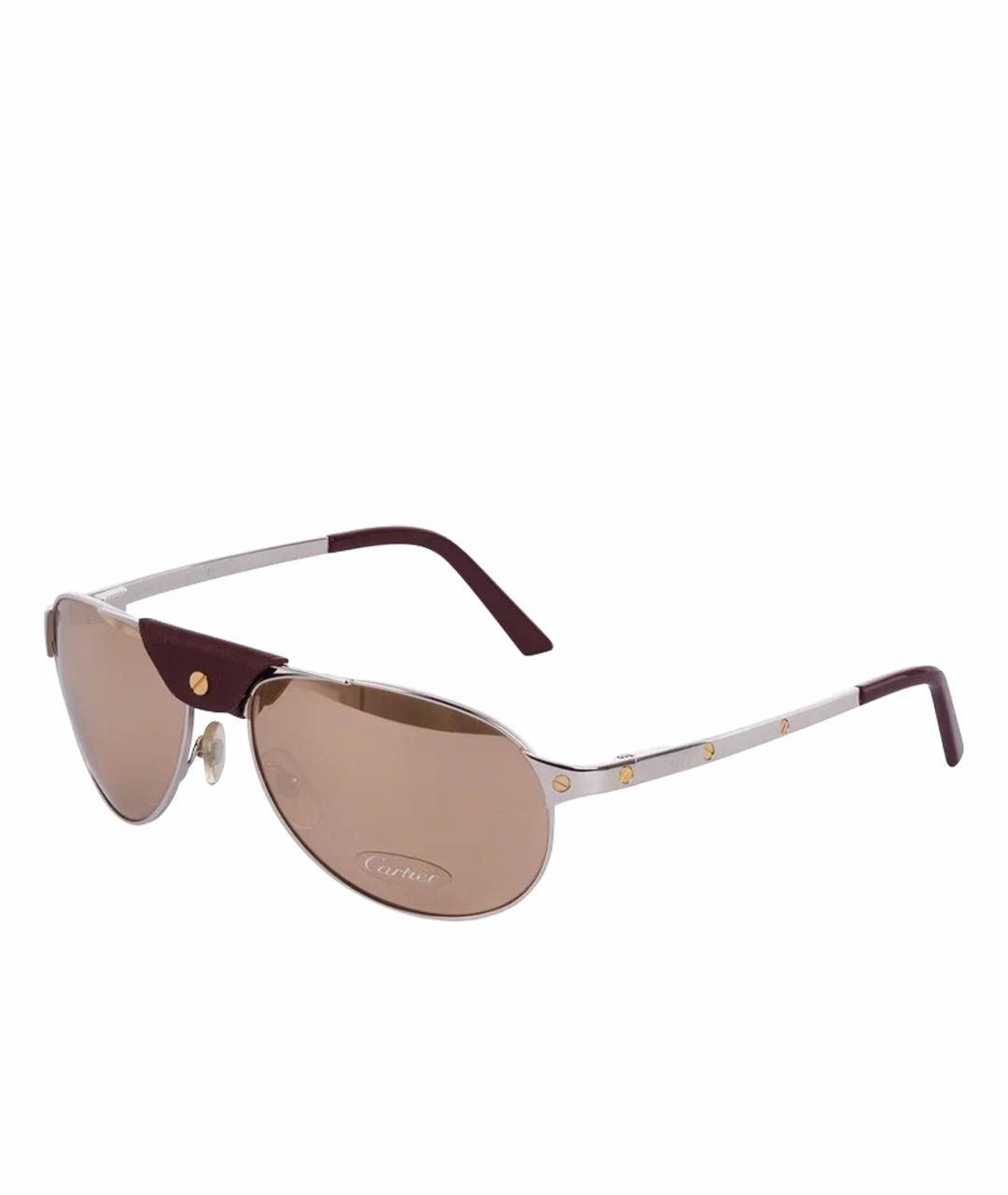 CARTIER Коричневые металлические солнцезащитные очки, фото 1