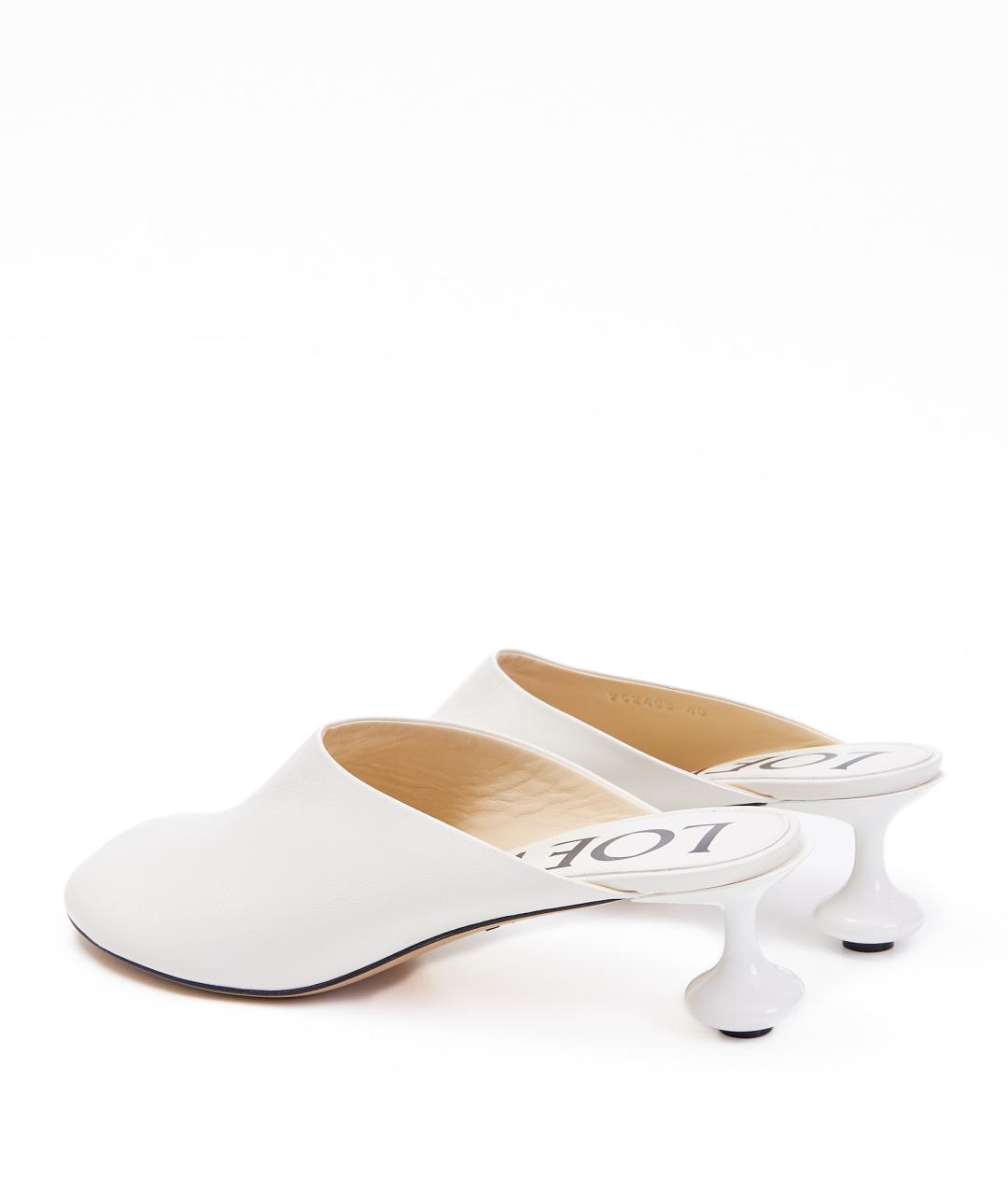 LOEWE Белые кожаные мюли, фото 3