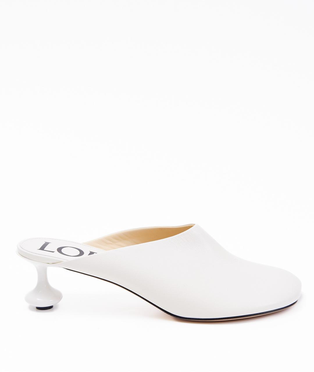 LOEWE Белые кожаные мюли, фото 9