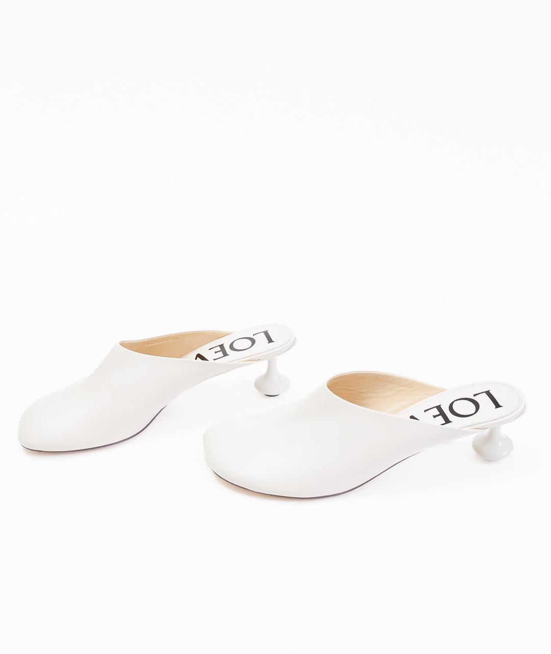 LOEWE Белые кожаные мюли, фото 4