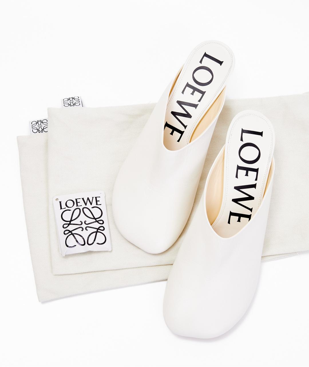 LOEWE Белые кожаные мюли, фото 8
