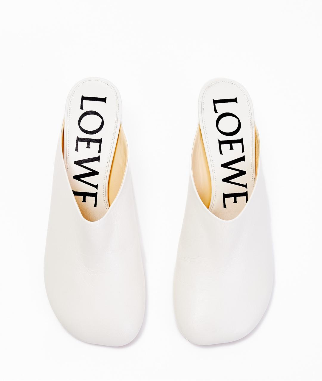LOEWE Белые кожаные мюли, фото 6