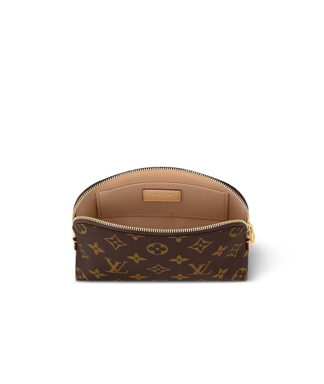LOUIS VUITTON Коричневая кожаная косметичка, фото 3