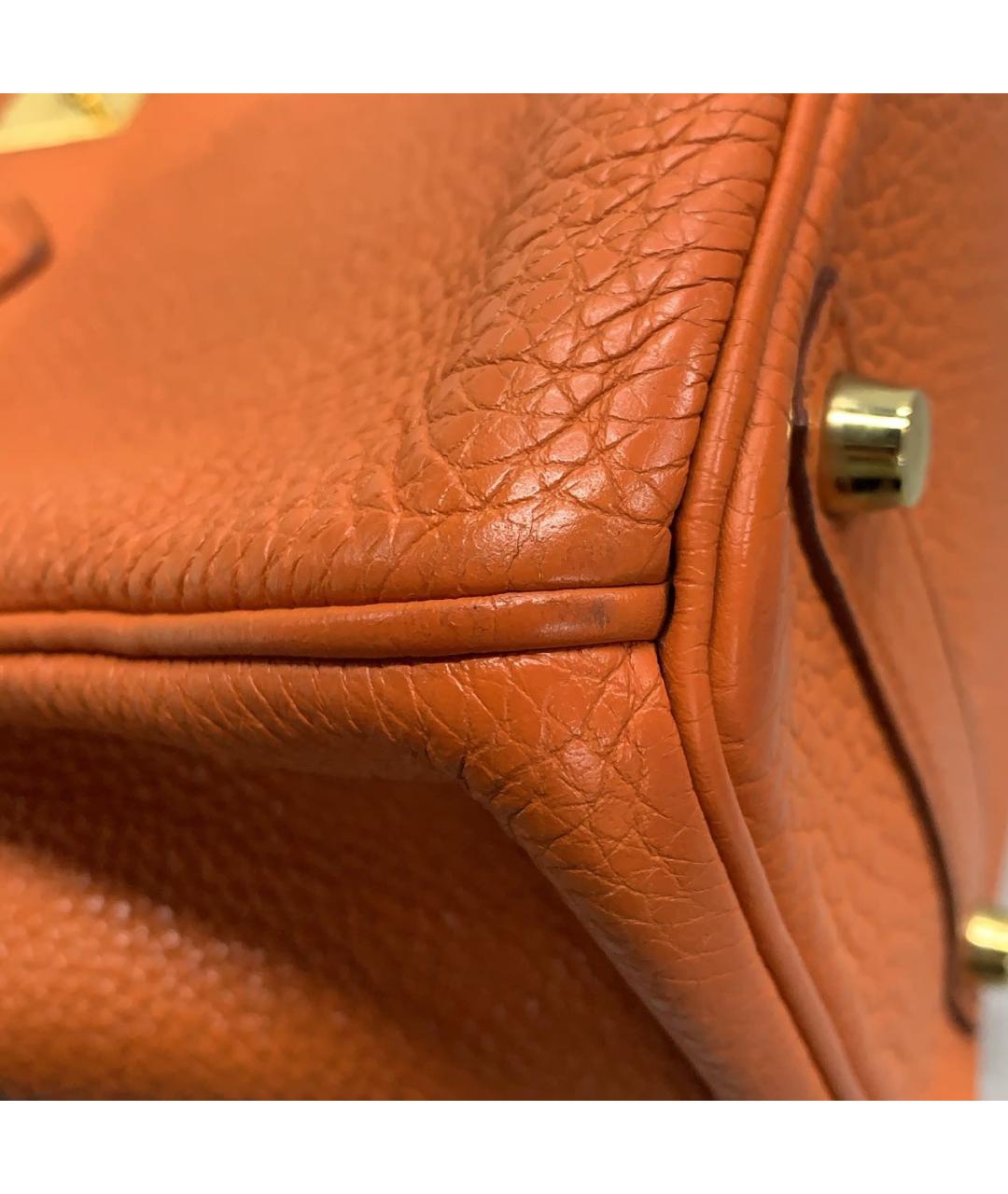 HERMES Оранжевая кожаная сумка тоут, фото 7