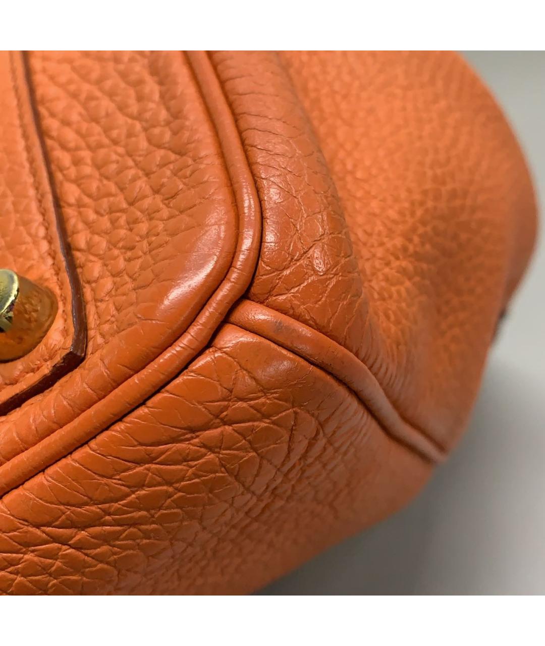 HERMES Оранжевая кожаная сумка тоут, фото 6