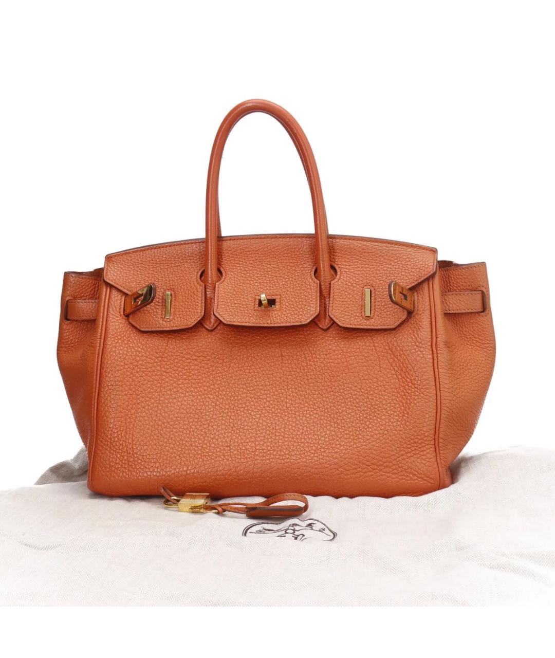 HERMES Оранжевая кожаная сумка тоут, фото 3