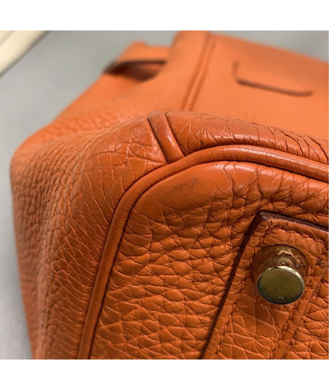 HERMES Оранжевая кожаная сумка тоут, фото 8